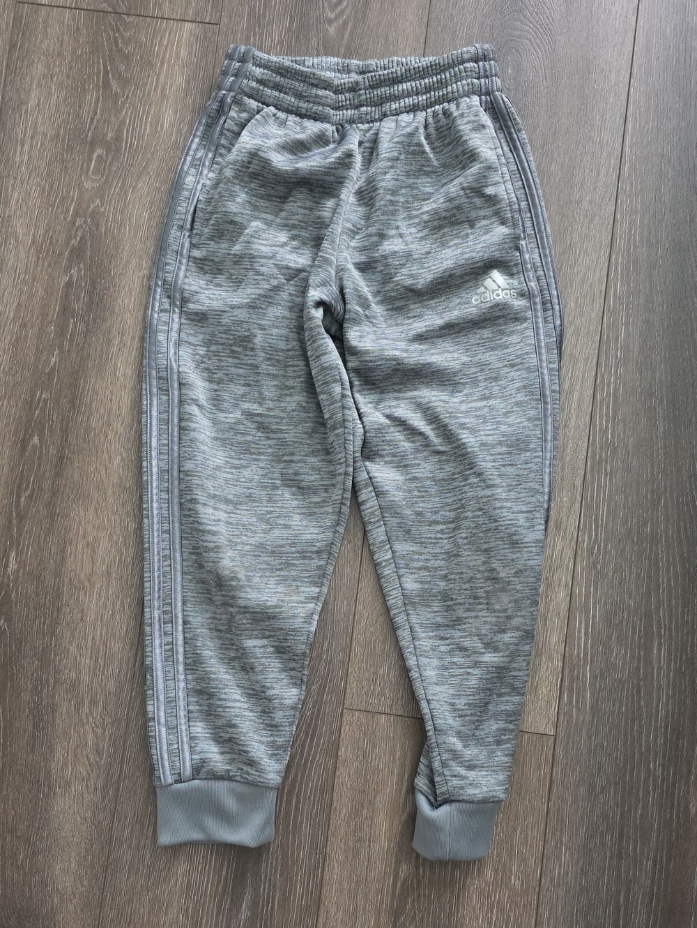 adidas Kids Gray Heather Jogger Sweatpants with Side Stripes